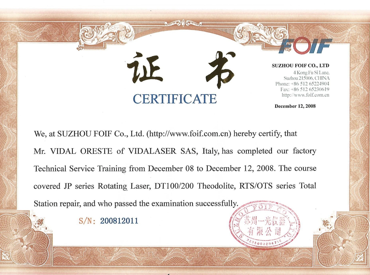 vidaLaser : strumenti topografici FOIF dal 2003